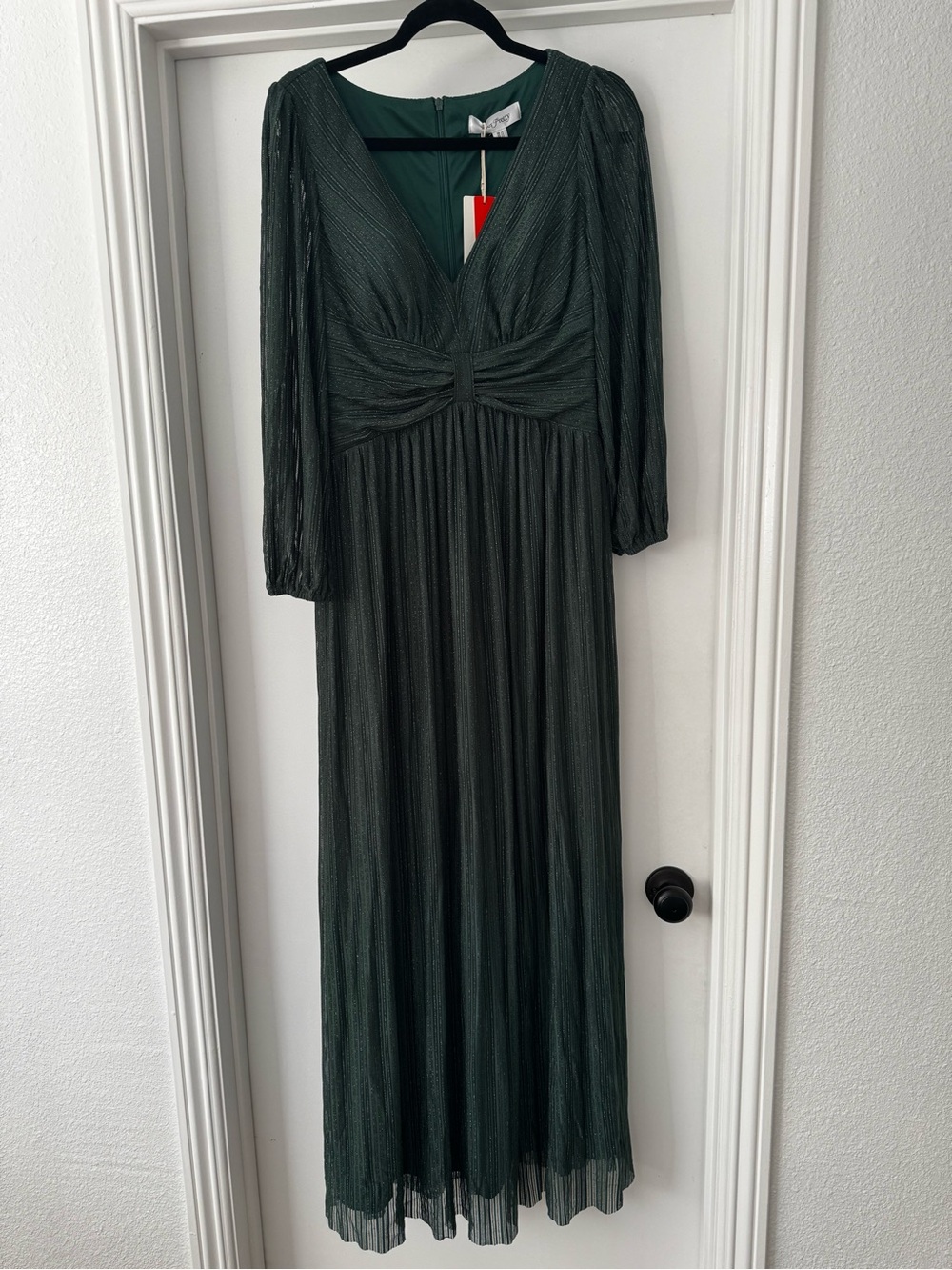 Ever Pretty Dark Green V-Neck Long Sleeve Maxi Dress